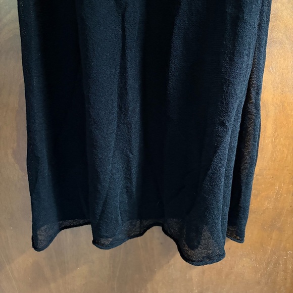 Eileen Fisher Black Open Knit Sweater Dress Sheer Boho Beachy Country Western - Picture 10 of 13